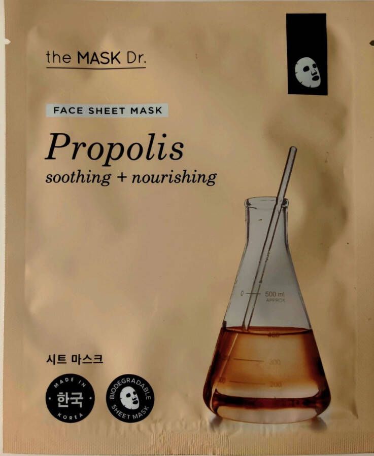 The Mask Dr. sheet mask propolis gezichtsmasker verzachtend en voedend honing masker