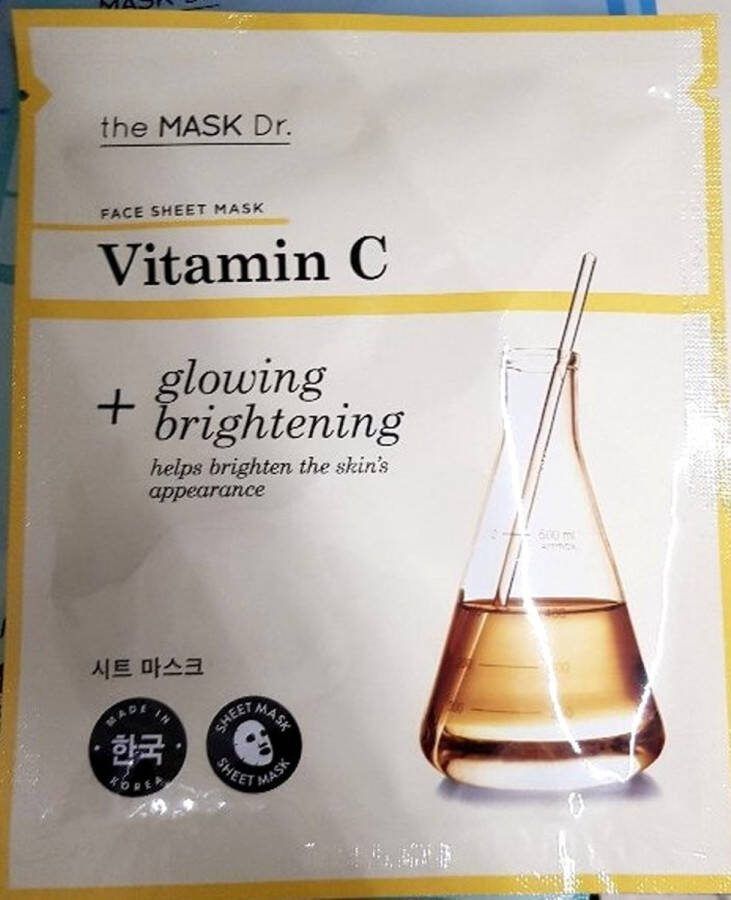 The Mask Dr. The mask dr face sheet mask tissue masker gezichtsmasker vitamine C + glowing brightening egaliserend tegen pigmentvlekken