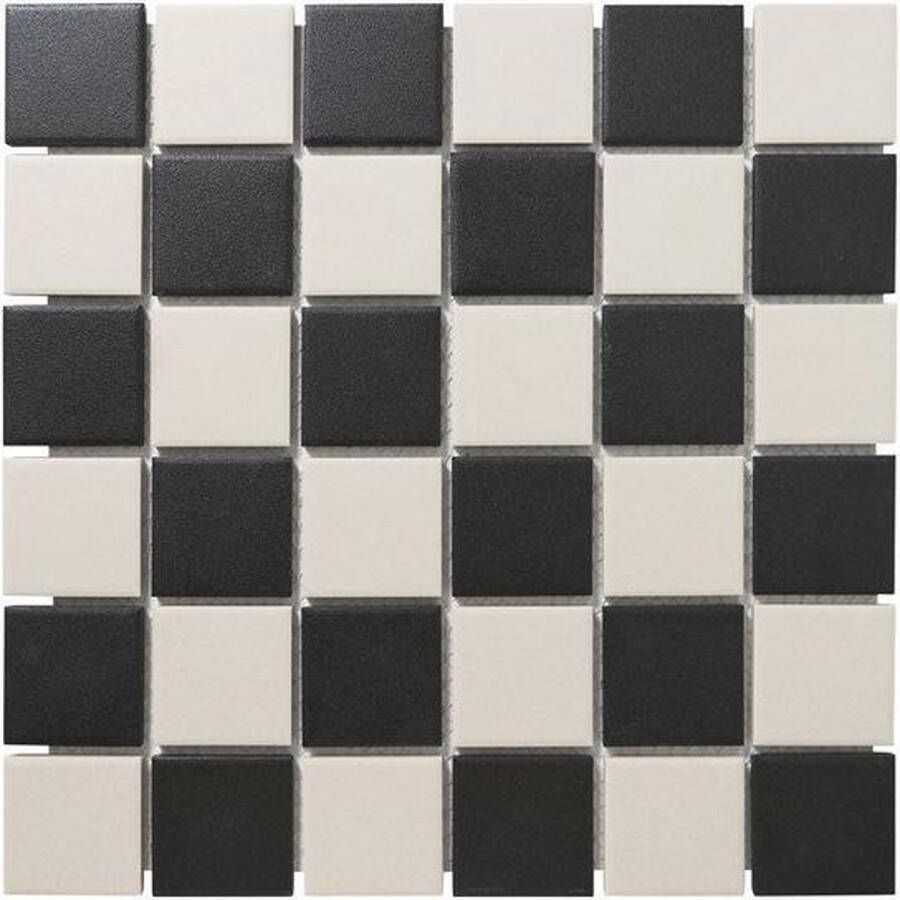 The Mosaic factory London mozaïektegel 4.8x4.8x0.6cm voor vloer voor binnen en buiten vierkant Keramiek Dambord Mix
