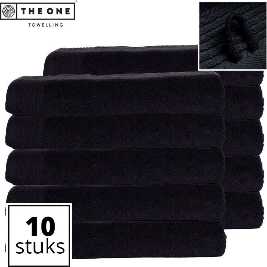 The One towelling Classic Strandlakens Voordeelverpakking Hoge vochtopname 100% Gekamd katoen 100 x 180 cm Zwart 10 Stuks
