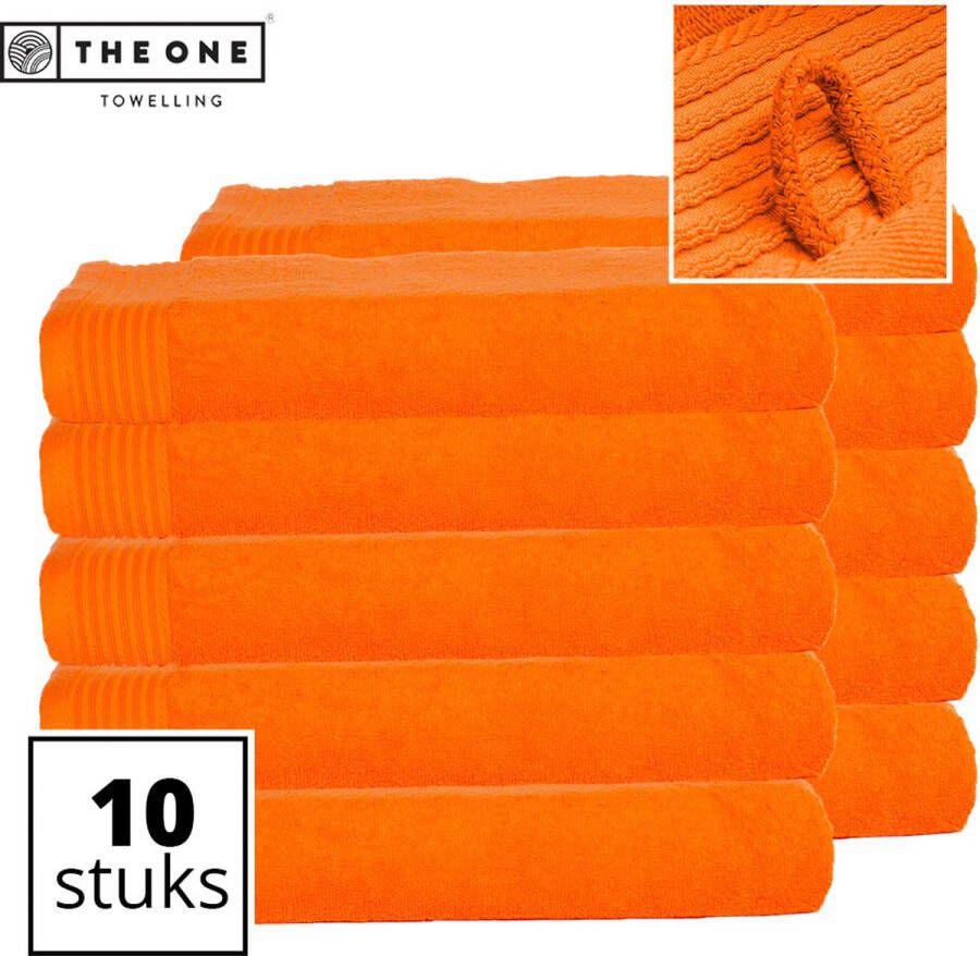 The One towelling Classic Strandlakens Voordeelverpakking Hoge vochtopname 100% Gekamd katoen 100 x 180 cm Oranje 10 Stuks