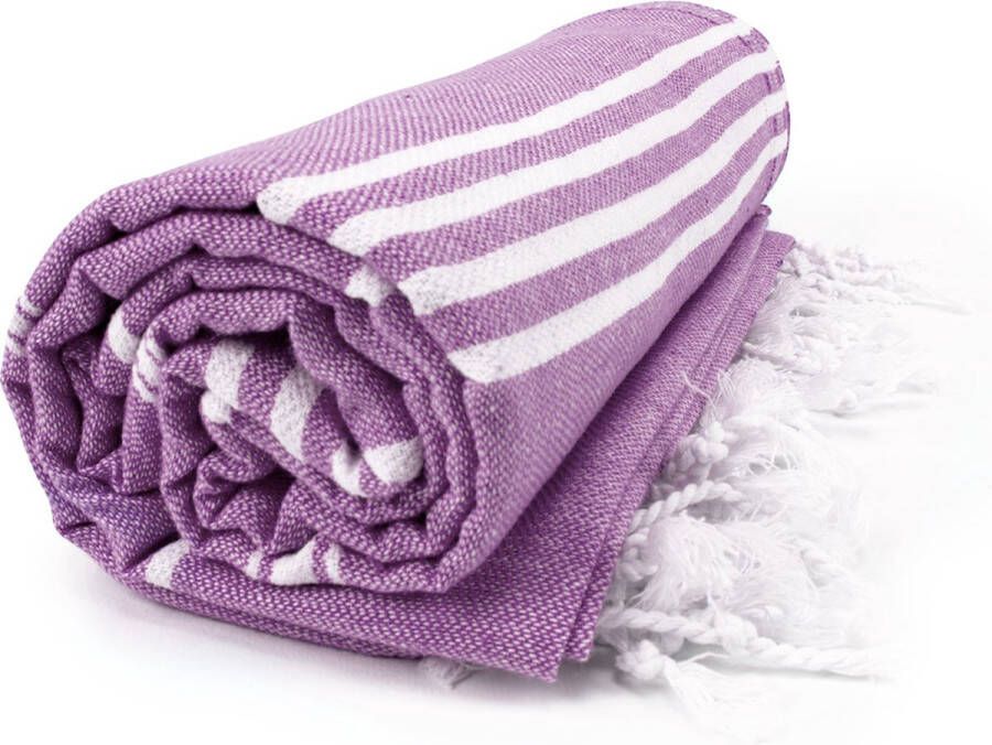 The One towelling Hamam Sultan handdoek Purple White 100 x 180cm 100% katoen T1-Hamsultan