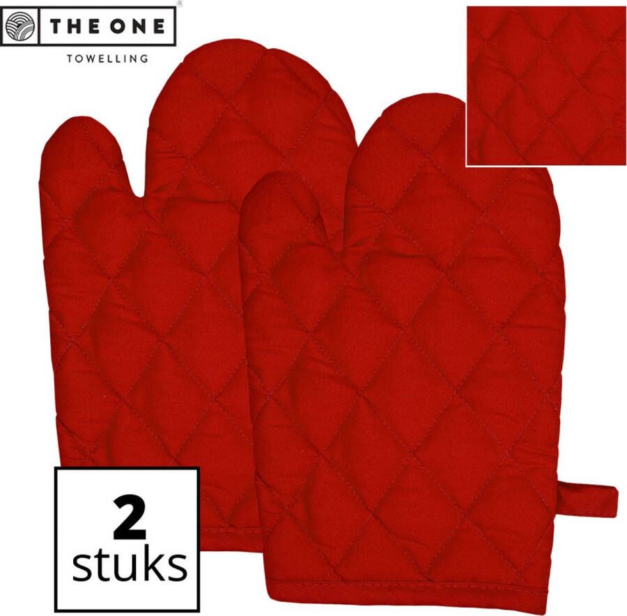 The One towelling Ovenwanten Ovenhandschoen 100% Katoen 185 gr m² 20 x 29 cm Rood 2 Stuks