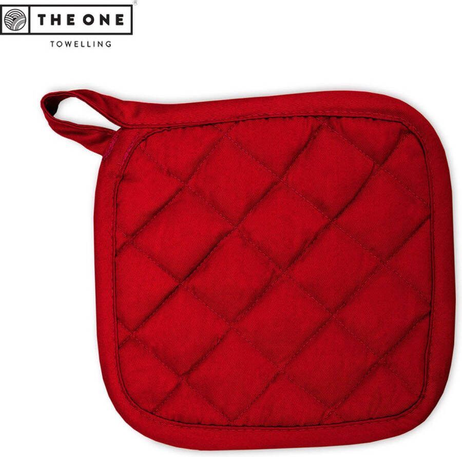 The One towelling Pannenlap 21 x 21 cm Hittebestendig Wasbaar tot 60 graden Stofdikte 185 gr m2 100% Katoen Rood