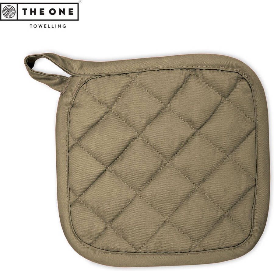 The One towelling Pannenlap 21 x 21 cm Hittebestendig Wasbaar tot 60 graden Stofdikte 185 gr m2 100% Katoen Taupe
