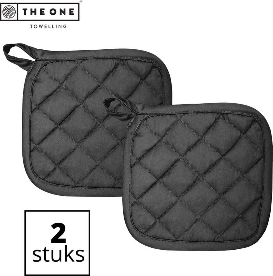 The One towelling Pannenlappen 21 x 21 cm 2 Stuks Pannenlap set Hittebestendig 185 gr m2 Katoen Antraciet