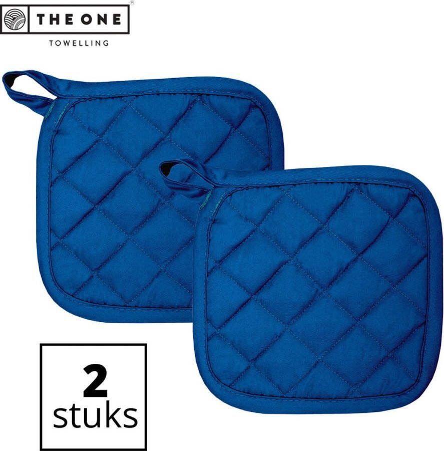 The One towelling Pannenlappen Pannenlap set Hittebestendig 185 gr m2 Katoen 21 x 21 cm Koningsblauw 2 Stuks