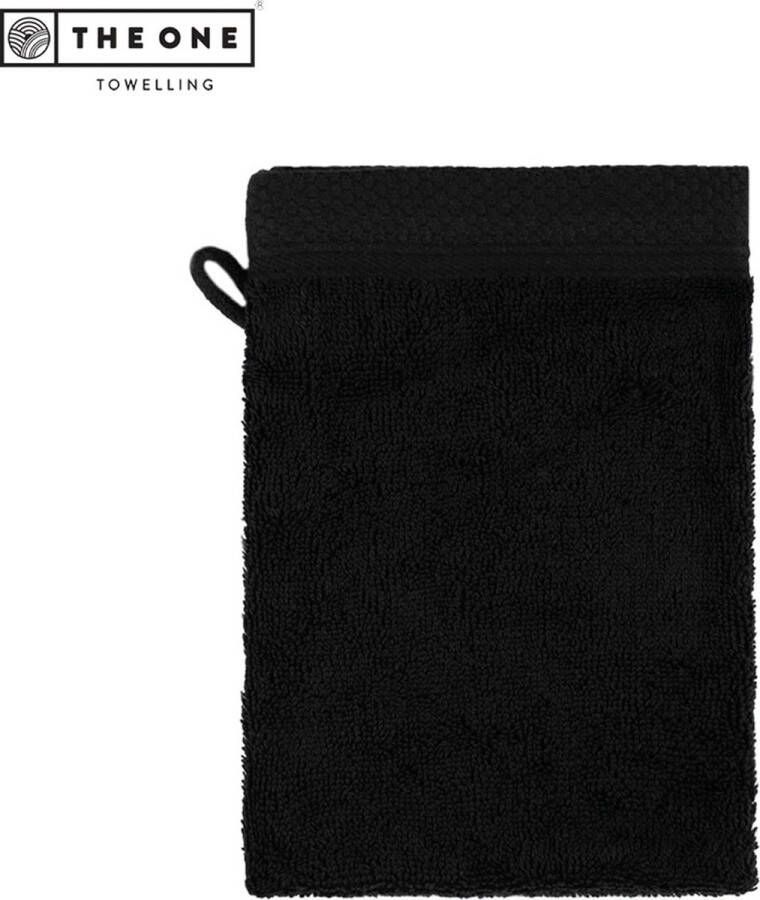 The One towelling Ultra Deluxe washand Washandje 100% katoen 16 x 21 cm Zwart