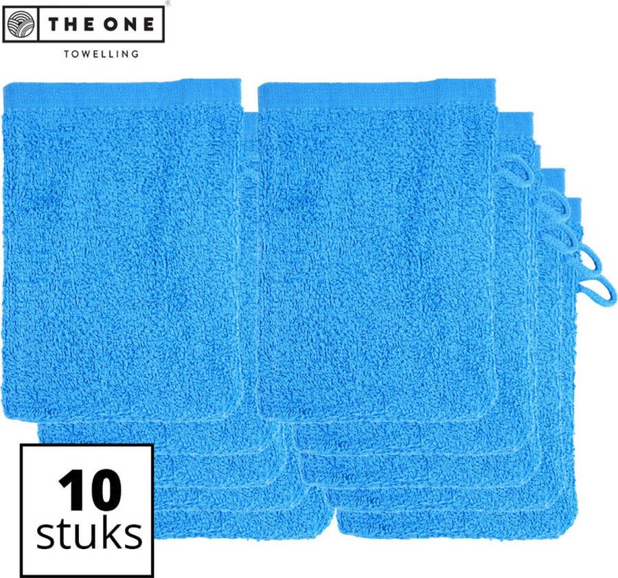 The One towelling Washandjes Washanden Voordeelverpakking 100% Katoen 16 x 21 cm Aqua Azure 10 Stuks