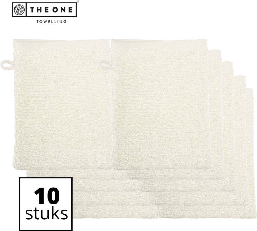 The One towelling Washandjes Washanden Voordeelverpakking 100% Katoen 16 x 21 cm Crème 10 Stuks