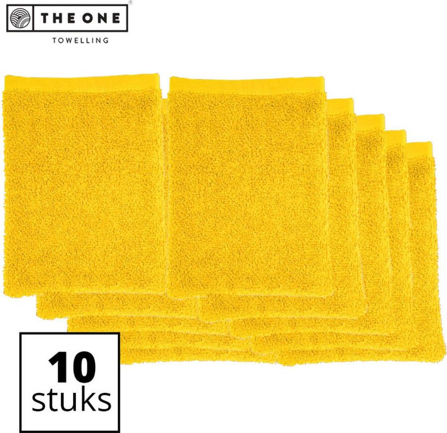 The One towelling Washandjes Washanden Voordeelverpakking 100% Katoen 16 x 21 cm Geel 10 Stuks