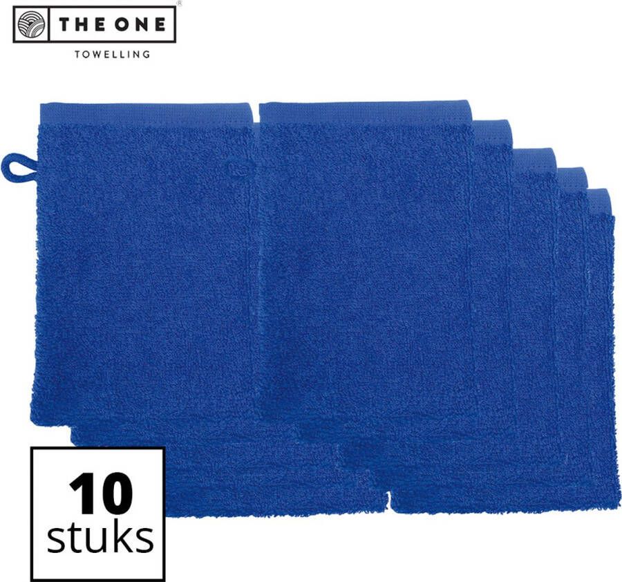 The One towelling Washandjes Washanden Voordeelverpakking 100% Katoen 16 x 21 cm Koningsblauw 10 Stuks