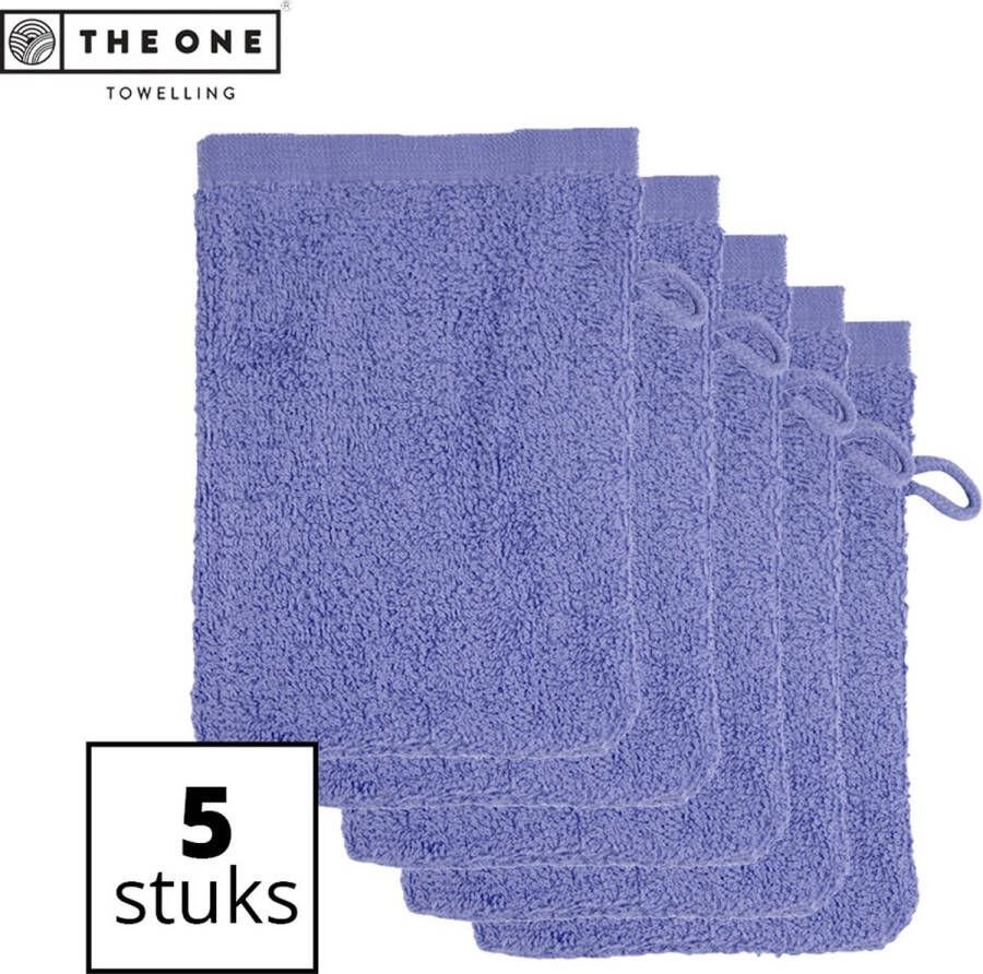 The One towelling Washandjes Washanden Voordeelverpakking 100% Katoen 16 x 21 cm Lavendel 5 Stuks