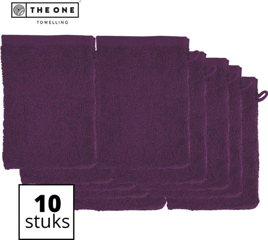 The One towelling Washandjes Washanden Voordeelverpakking 100% Katoen 16 x 21 cm Pruim 10 Stuks