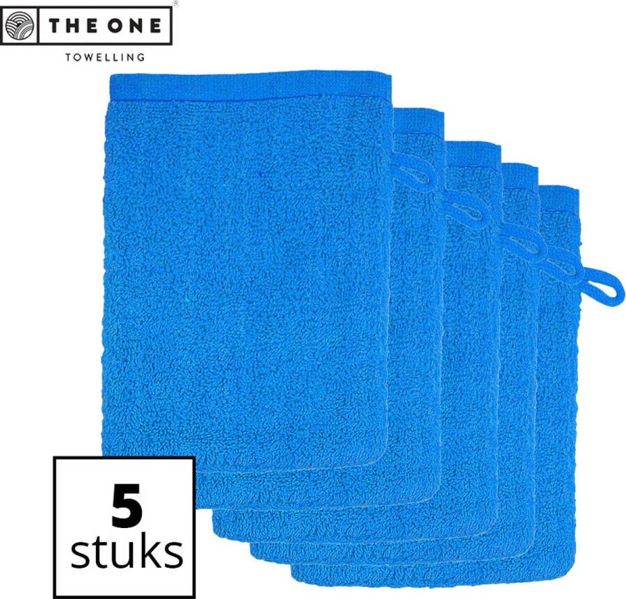The One towelling Washandjes Washanden Voordeelverpakking 100% Katoen 16 x 21 cm Turquoise 5 Stuks