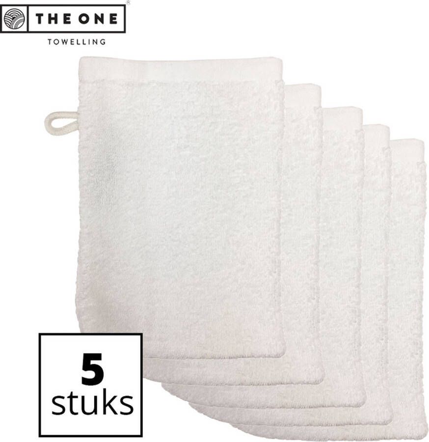 The One towelling Washandjes Washanden Voordeelverpakking 100% Katoen 16 x 21 cm Wit 5 Stuks