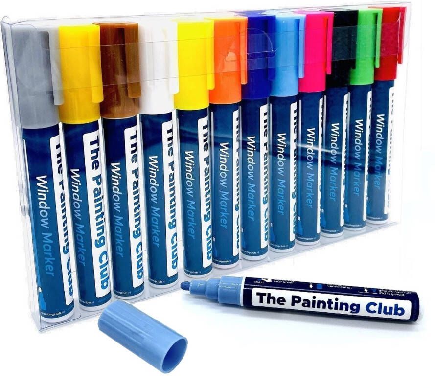 The Painting Club Raamstiften afwasbaar 12 kleuren Krijtstiften voor krijtbord Kalkstiften Krijtstiften voor raam Krijtmarker Whiteboard Stiften Whiteboard Marker