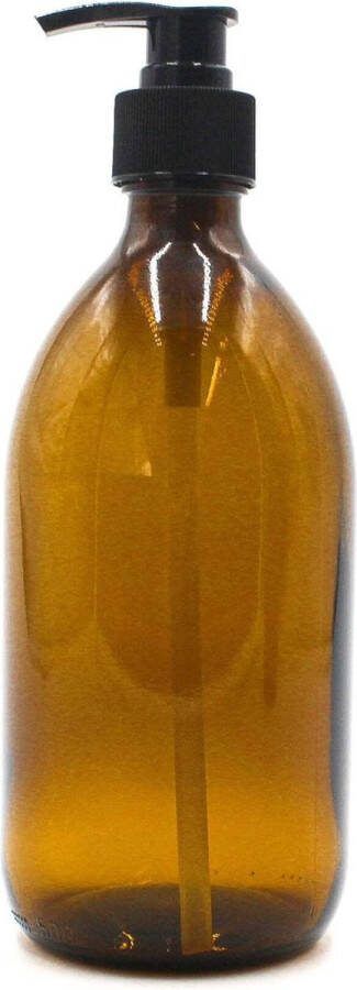 The Plastic Free Co. Amber Glazen Zeepdispenser 500 ml Bruin Amber Glas Zeeppompje Zeeppomp Met Zwart Pompje