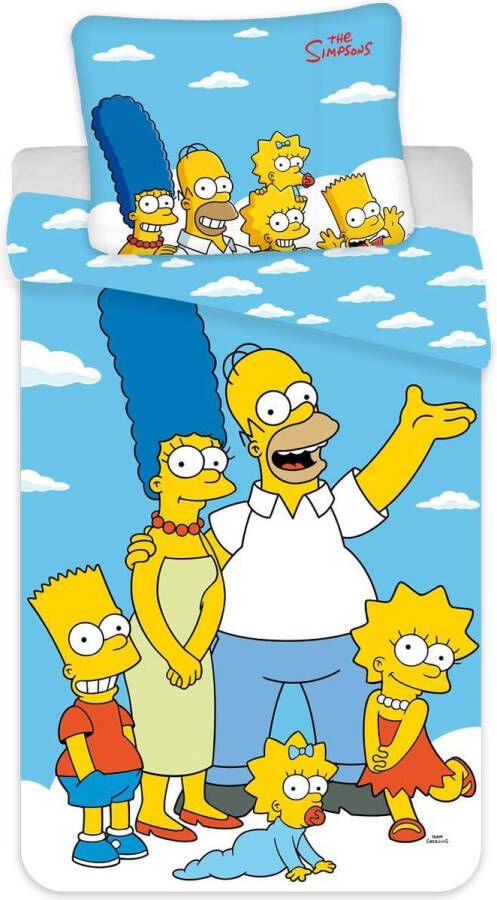 Slaaptextiel nl The Simpsons Dekbedovertrek Portret Eenpersoons 140 x 200 cm Blauw