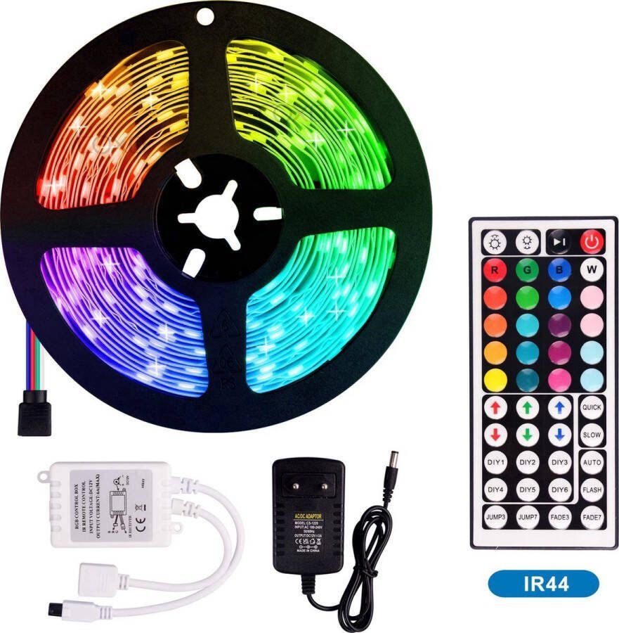 Top Kwaliteit Led Strip 5050 RGB Led Strip 5 Meter Led Strips Met 44 Keys Afstandsbediening Met Batterij aansluiting