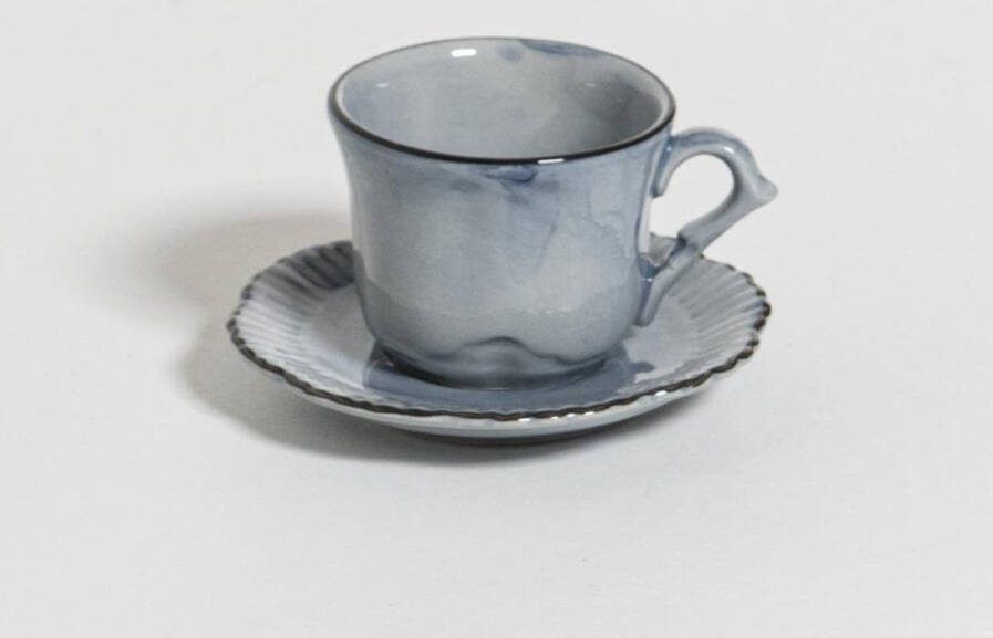 The Table attic espresso kop en schotel Ø 5 65 ml handgemaakt blauw
