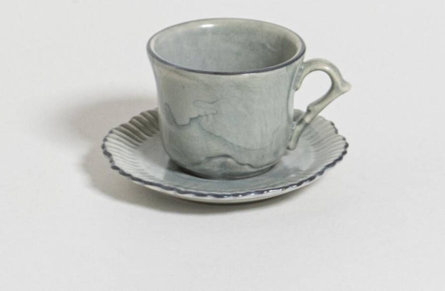 The Table attic espresso kop en schotel Ø 5 65 ml handgemaakt grijs