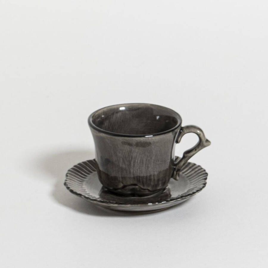 The Table attic espresso kop en schotel Ø 5 65 ml handgemaakt zwart