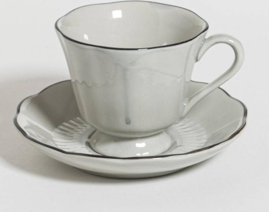 The Table attic Mok kop en schotel Ø 9 130 ml handgemaakt lichtblauw