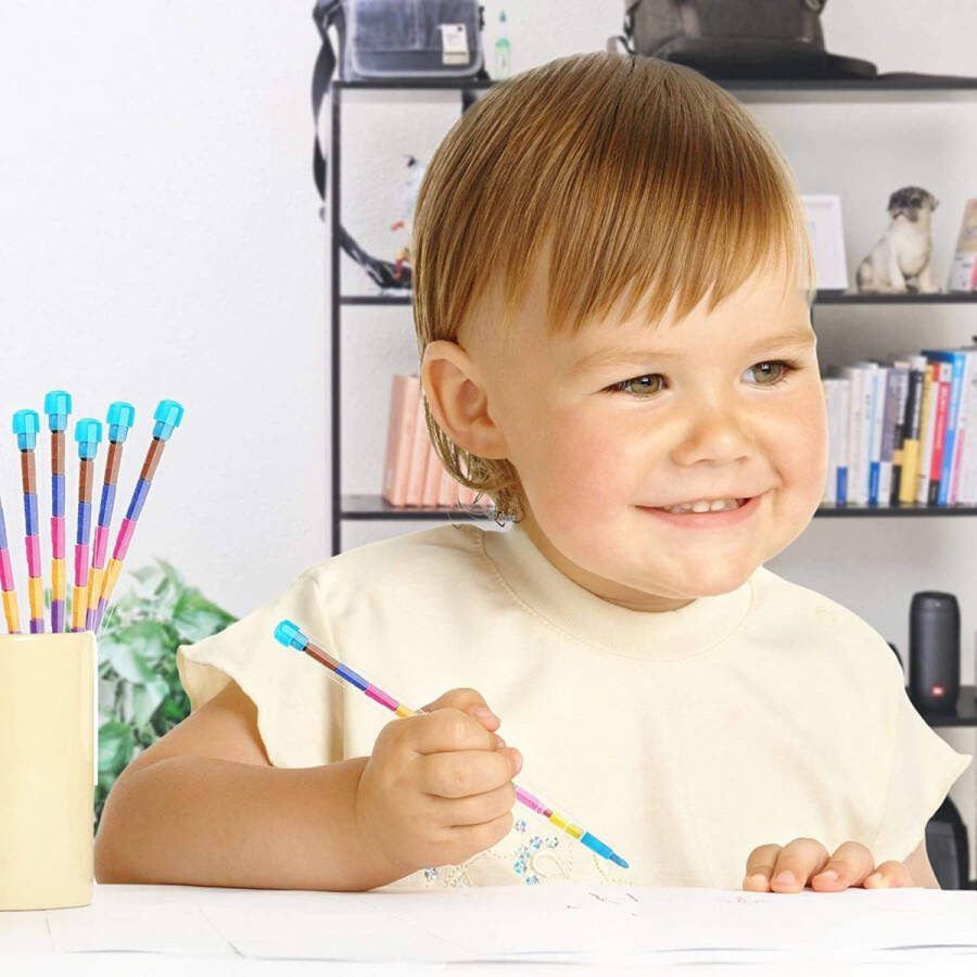The Twiddlers 36 Kleurpotloden met 11 Veelkleurige Stapelbare Wisselpunten voor Kinderen Kinderfeestjes Verjaardagen Uitdeelcadeautjes Traktaties