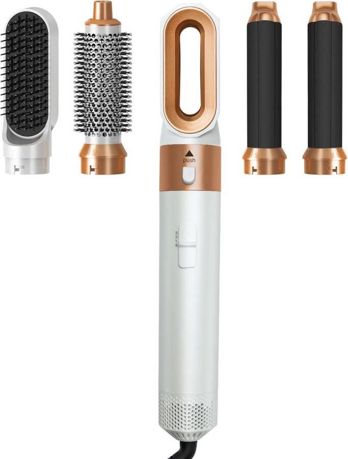 The Useful Krultang 5 In 1 Stijltang Airwrap 5 In 1 Airstyler Multistyler Fohnborstel Krulborstel Krultang Met Opzetstukken 2023 Editie April Haardroger Met Borstel Föhn Wit Goud