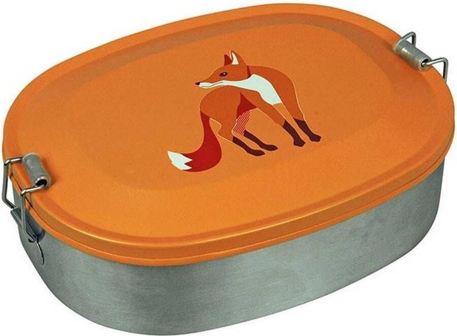 The Zoo Collection broodtrommel roestvrij staal LUNCHBOX fox vos mat