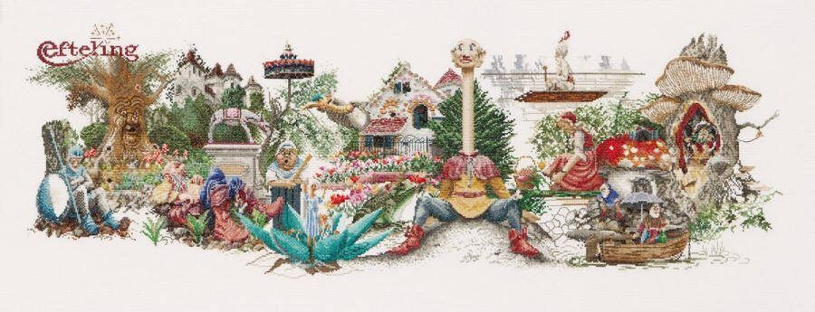 Thea Gouverneur Borduurpakket met telpatroon 2041 Voorgesorteerde DMC Garens Efteling Linnen 80 cm x 30 cm DIY Kit