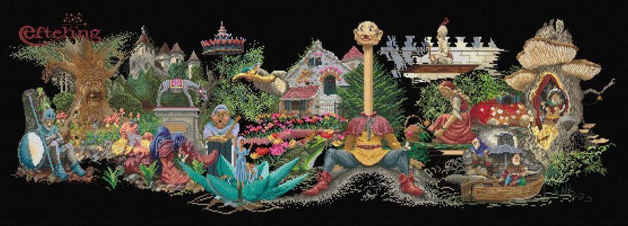 Thea Gouverneur Borduurpakket met telpatroon 2041.05 Voorgesorteerde DMC Garens Efteling Aida 80 cm x 30 cm DIY Kit
