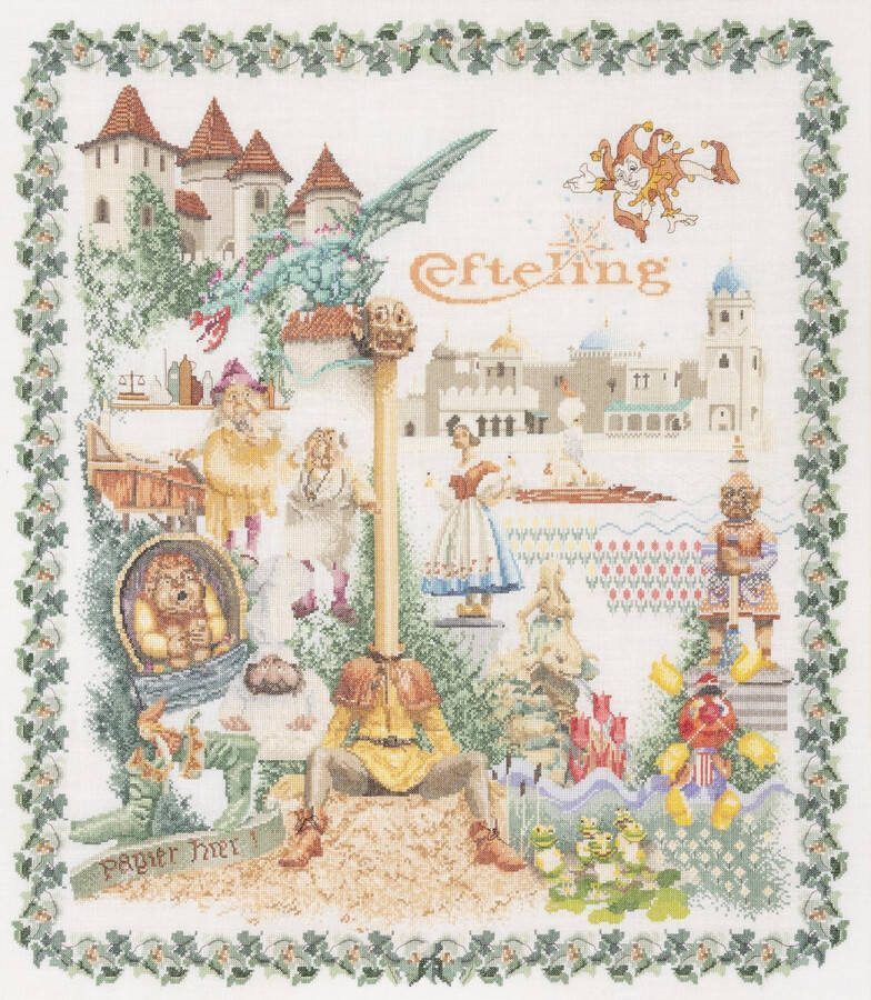 Thea Gouverneur Borduurpakket met telpatroon 2042A Voorgesorteerde DMC Garens Efteling Aida 61 cm x 70 cm DIY Kit
