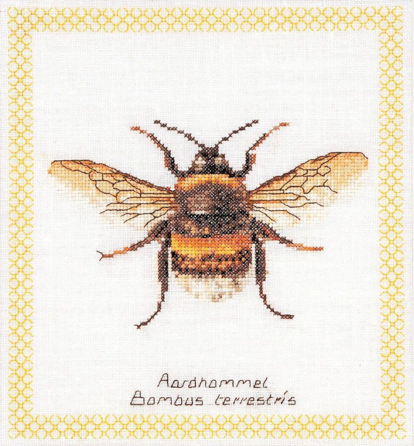 Thea Gouverneur Borduurpakket met telpatroon 3018A Voorgesorteerde DMC Garens Hommel Aida 20 cm x 21 cm DIY Kit