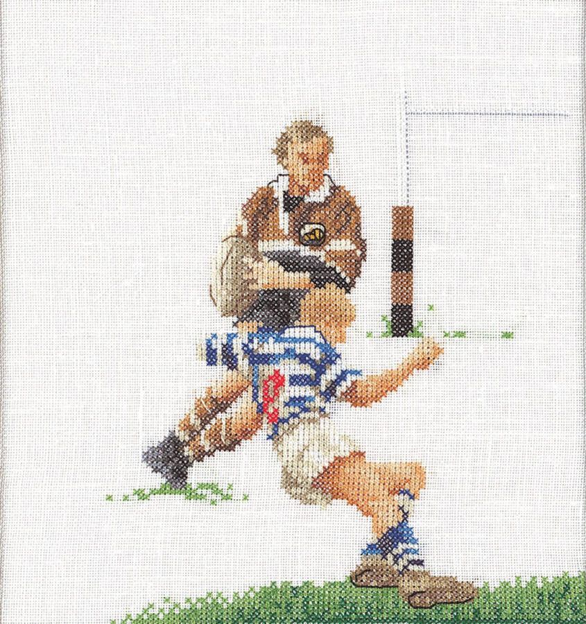 Thea Gouverneur Borduurpakket met telpatroon 3037A Voorgesorteerde DMC Garens Rugby Aida 16 cm x 17 cm DIY Kit