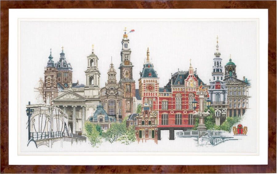 Thea Gouverneur Borduurpakket met telpatroon 450 Voorgesorteerde DMC Garens Amsterdam Linnen 79 cm x 50 cm DIY Kit