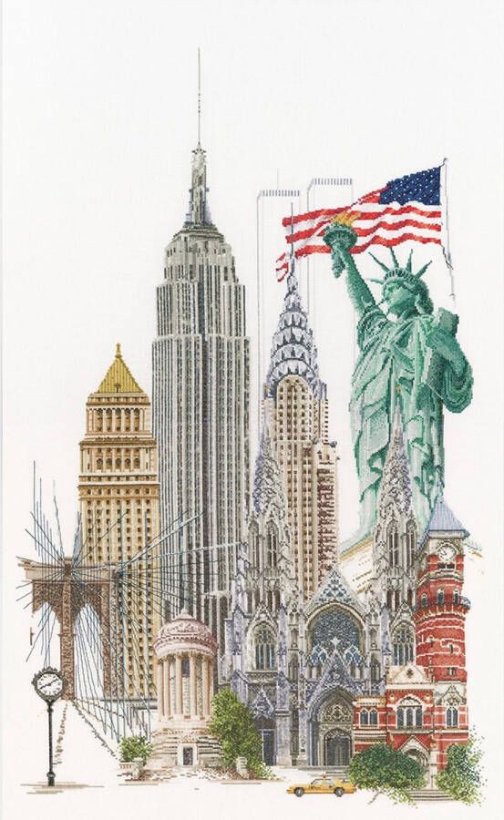 Thea Gouverneur Borduurpakket met telpatroon 471 Voorgesorteerde DMC Garens New York Linnen 50 cm x 79 cm DIY Kit