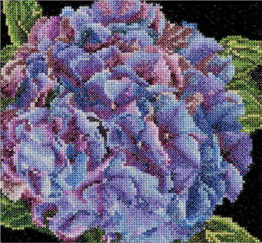 Thea Gouverneur Borduurpakket met telpatroon 497A Voorgesorteerde DMC Garens Hortensia Aida 15 cm x 14 cm DIY Kit