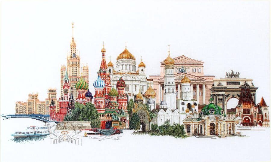 Thea Gouverneur Borduurpakket met telpatroon 510A Voorgesorteerde DMC Garens Moskou Rusland Aida 79 cm x 50 cm DIY Kit