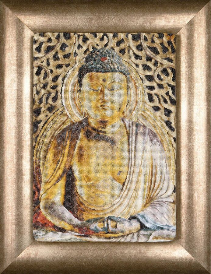 Thea Gouverneur Borduurpakket met telpatroon 532A Voorgesorteerde DMC Garens Buddha Aida 22 cm x 34 cm DIY Kit