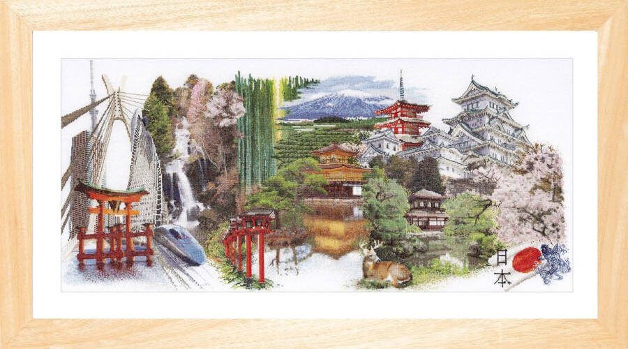 Thea Gouverneur Borduurpakket met telpatroon 548 Voorgesorteerde DMC Garens Japan Linnen 79 cm x 35 cm DIY Kit