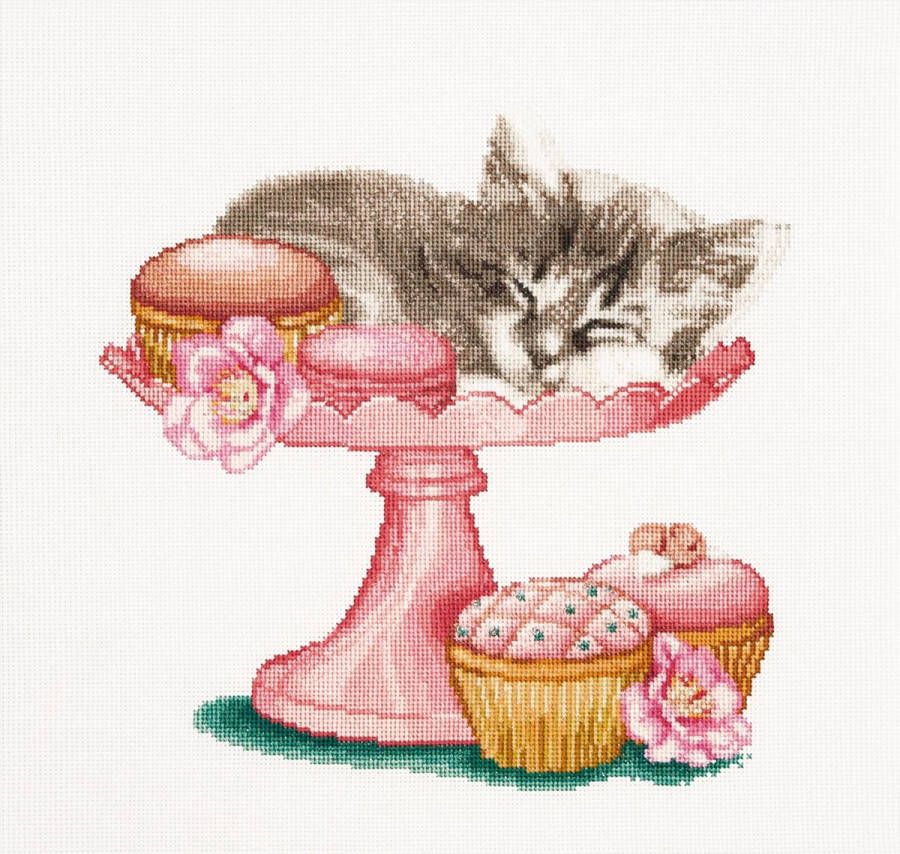 Thea Gouverneur Borduurpakket met telpatroon 742A Voorgesorteerde DMC Garens Sweet as Sugar Aida 31 cm x 30 cm DIY Kit