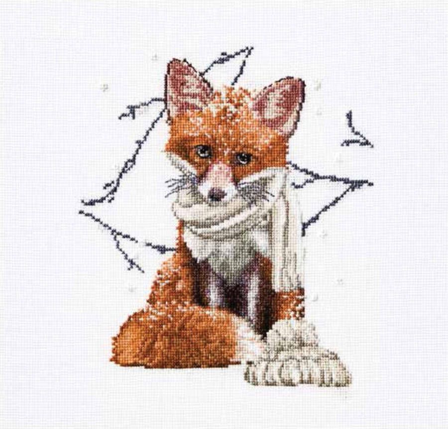 Thea Gouverneur Borduurpakket met telpatroon 744A Voorgesorteerde DMC Garens Hey There Foxy Lady Aida 31 cm x 30 cm DIY Kit