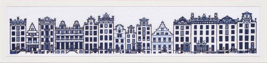 Thea Gouverneur Borduurpakket met telpatroon 873A Voorgesorteerde DMC Garens Amsterdamse Gevels Aida 23 cm x 100 cm DIY Kit