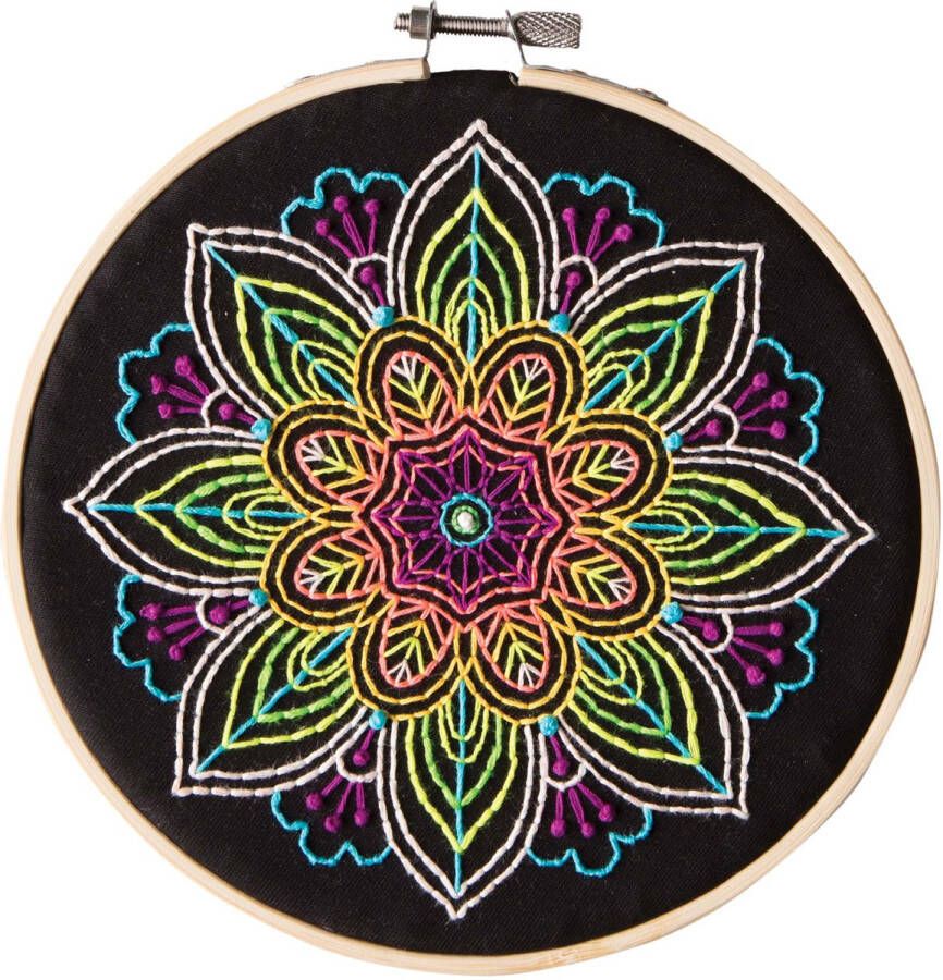 Thea Gouverneur LEISURE ARTS Borduurpakket Neon Mandala DIY pakket volwassenen Muurdecoratie 15cm