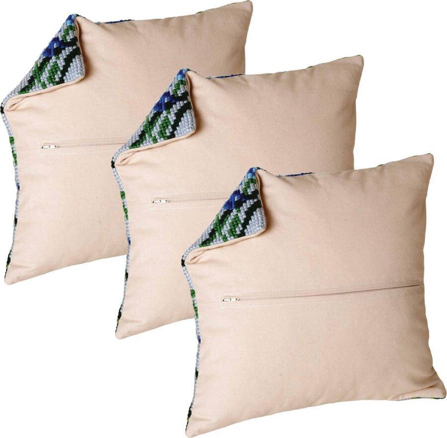 Thea Gouverneur Set van 3 Kussenruggen met Rits Beige Ecru katoen Geschikt voor alle kussens tot 40x40 CM DIY 23.59993