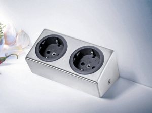 Doeco Alba 2st contactdoos inox Contactdozen