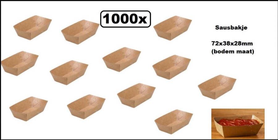 Thema party 1000x BIO Nature kraft sausbakje bruin Friet patat frites saus friet bakje snack next generation carnaval festival thema feest composteerbare