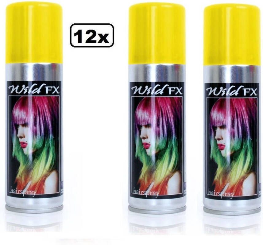 Thema party 12x Haarspray geel 125 ml